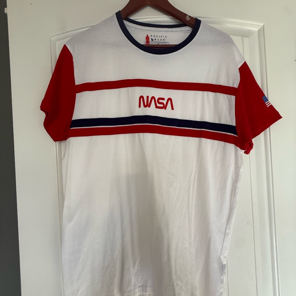 Pacific Blue NASA Red and‎ White Short Sleeve Tee
